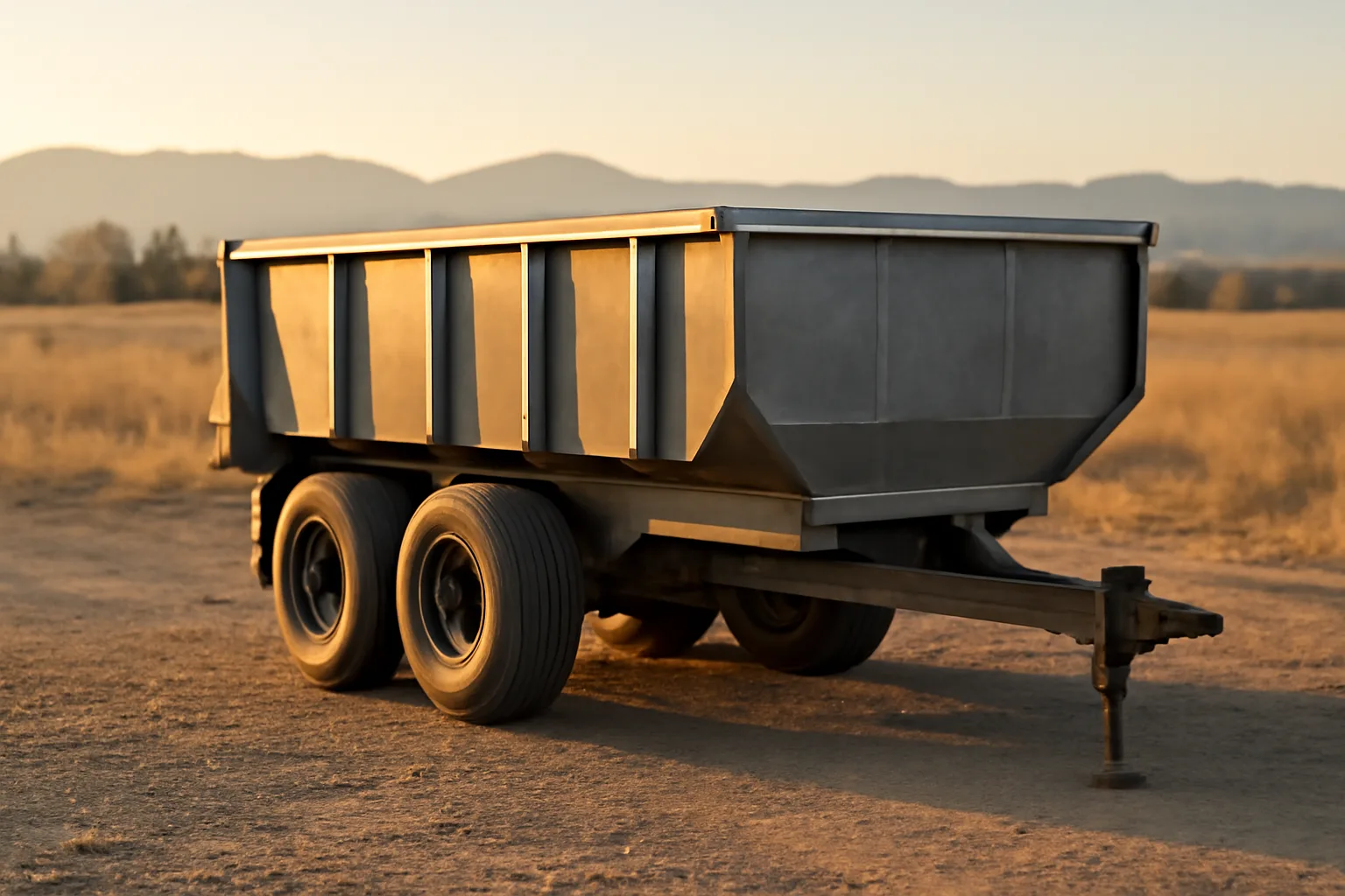 Unlettered dump trailer in a Colorado Front Range yard